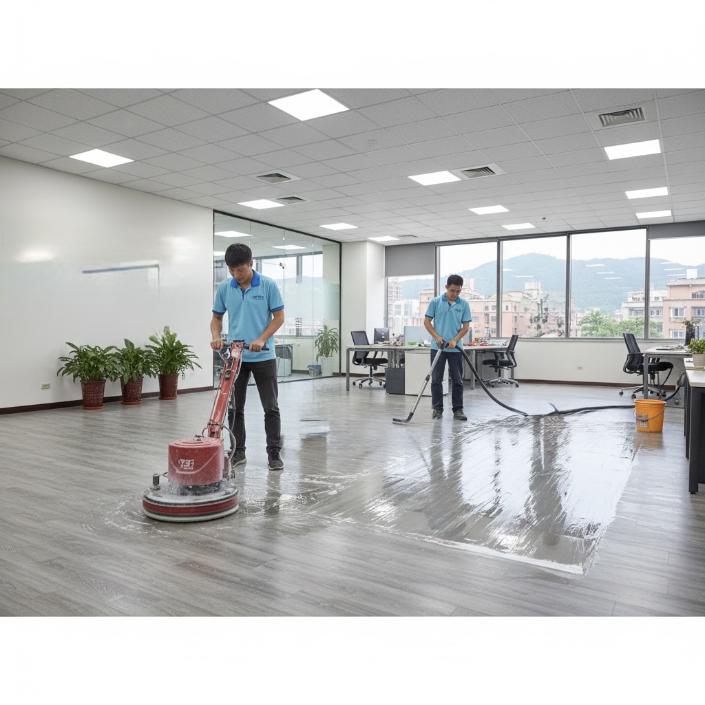 桃園區地板清洗打蠟示意圖